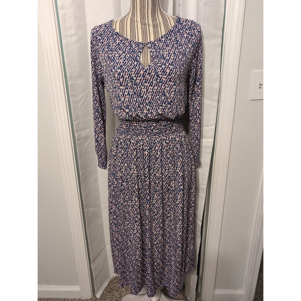 SJS‎ Women's Size Medium Petite Blue  /Pink Cinch Waist And Wrist Dress With...